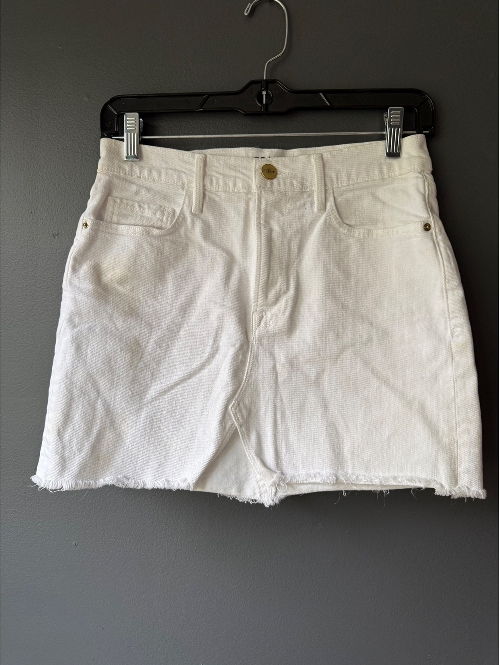 FRAME White Denim Mini Skirt Size 25